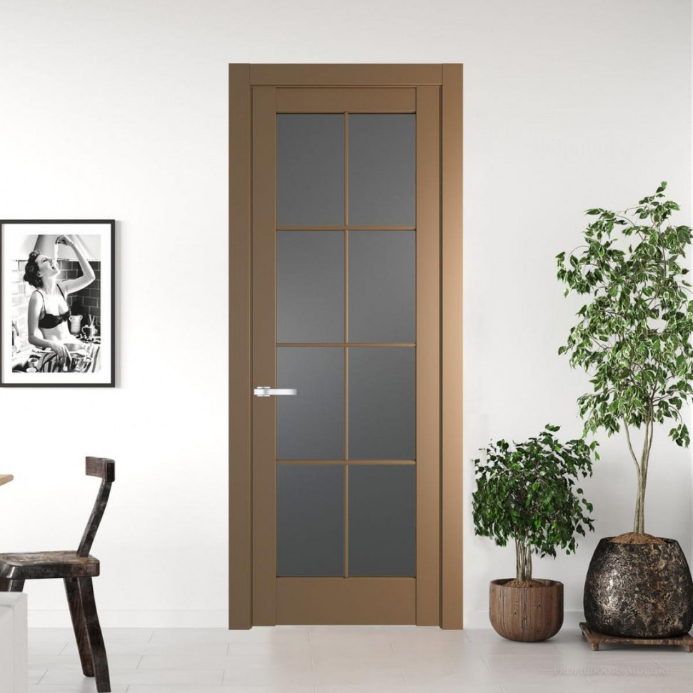 Межкомнатная дверь ProfilDoors 3.1.2 (р.8) PD цвет Перламутр золото вставка Графит