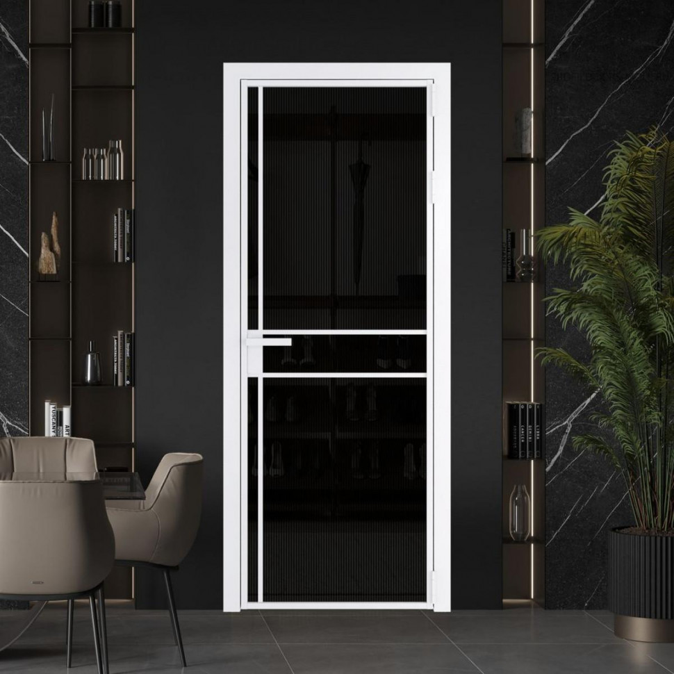 Межкомнатная дверь ProfilDoors 9 AG стекло Мору двухстороннее черное цвет профиля Вайт