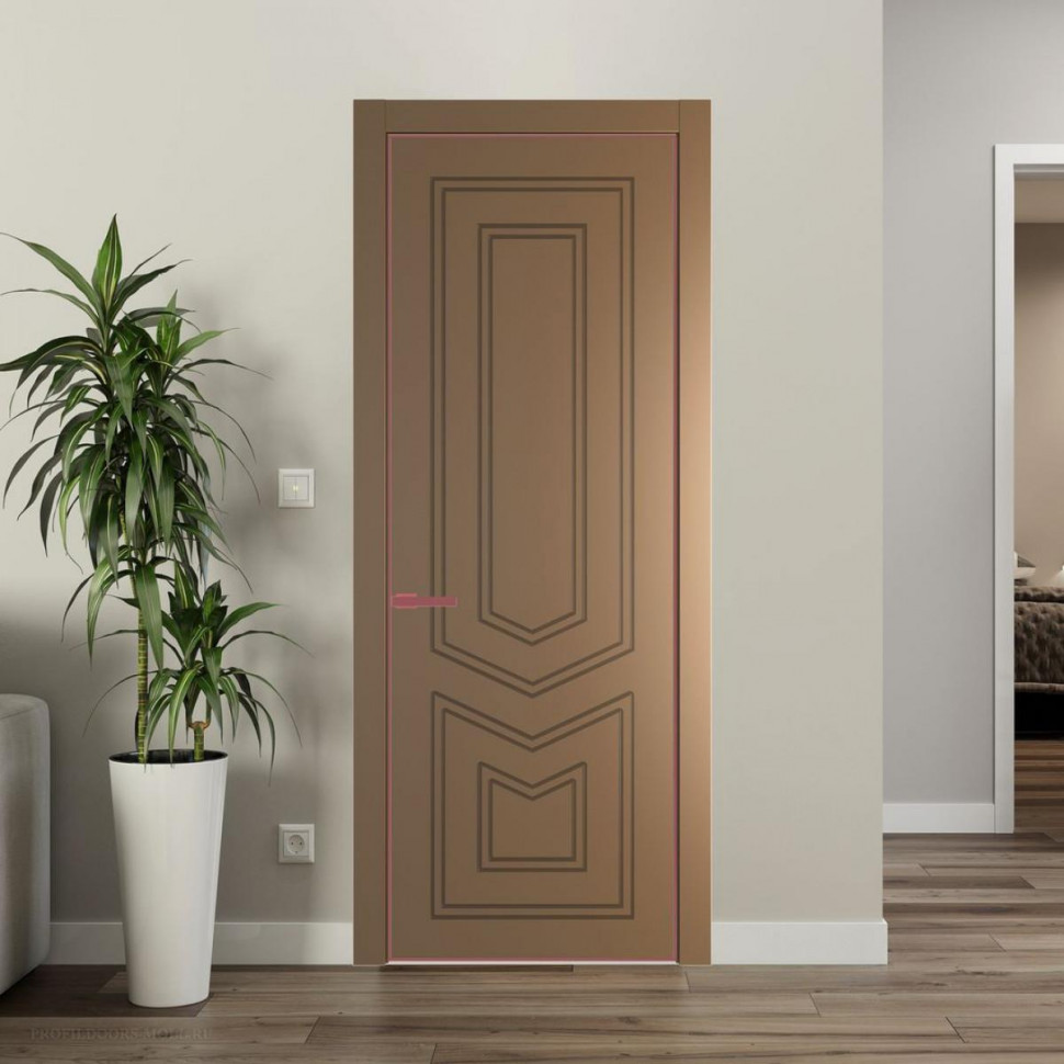 Межкомнатная дверь ProfilDoors 29 PE с фрезерованным рисунком Перламутр золото с алюминиевой кромкой Красный антрацит