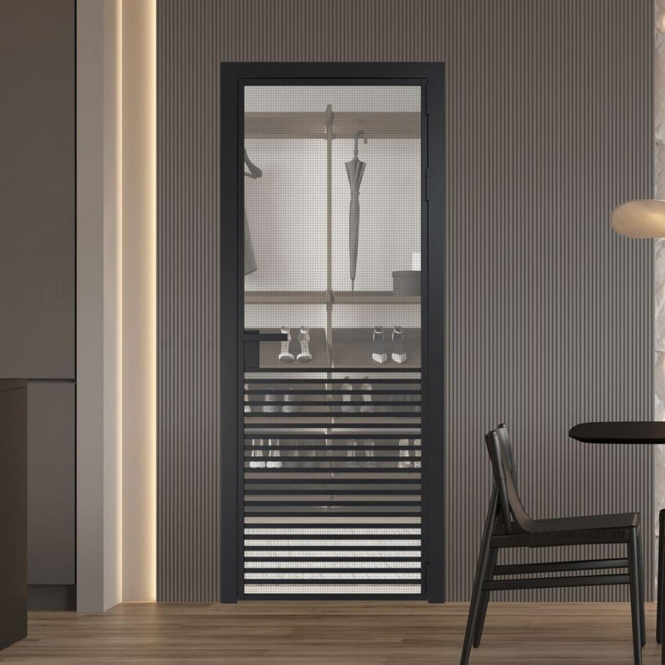 Межкомнатная дверь ProfilDoors 16 AG стекло Рэте цвет профиля Черный матовый