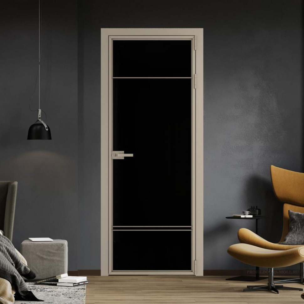Межкомнатная дверь ProfilDoors 4 AX Триплекс черный профиль Никель матовый