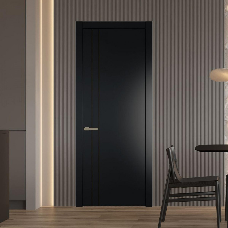 Межкомнатная дверь ProfilDoors 12 PW Блэк Глухая молдинг Шампань