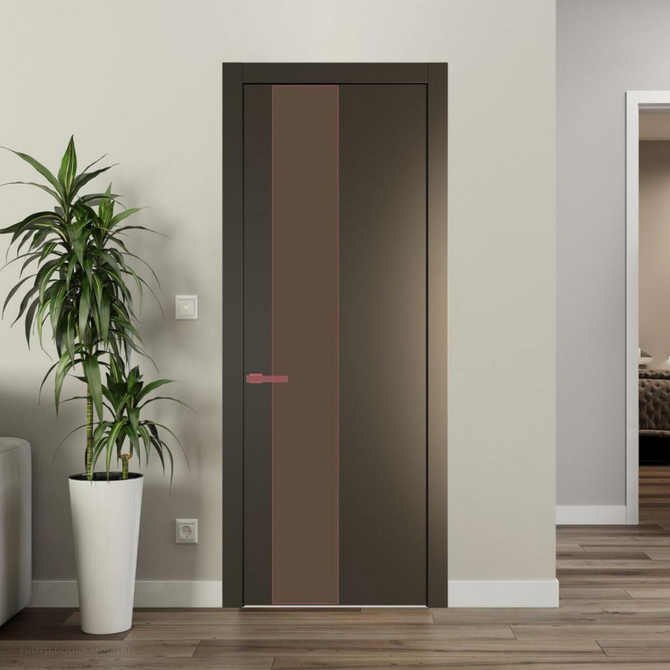 Межкомнатная дверь ProfilDoors 19 PW Перламутр бронза Монохром гляссе молдинг Красный антрацит