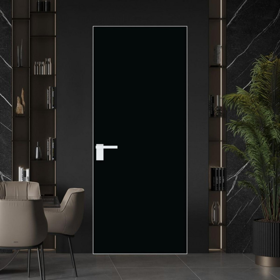 Межкомнатная дверь ProfilDoors 1 AGK цвет Монохром черный триплекс кромка Вайт