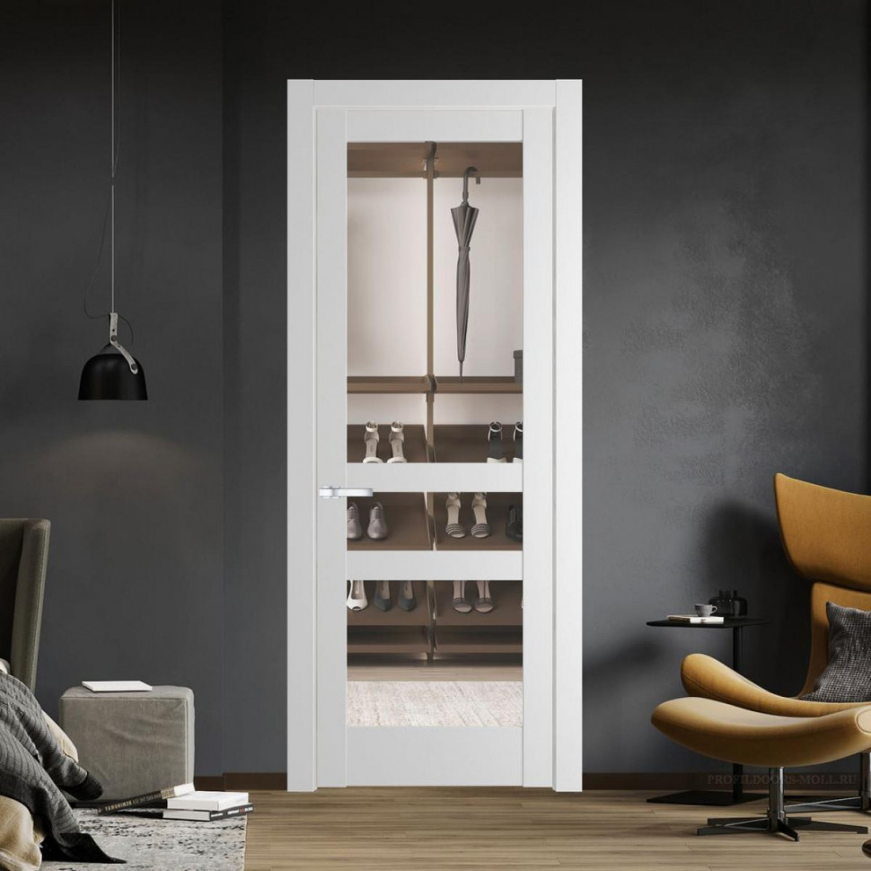 Межкомнатная дверь ProfilDoors 4.5.2 PD цвет Крем Вайт вставка Прозрачное