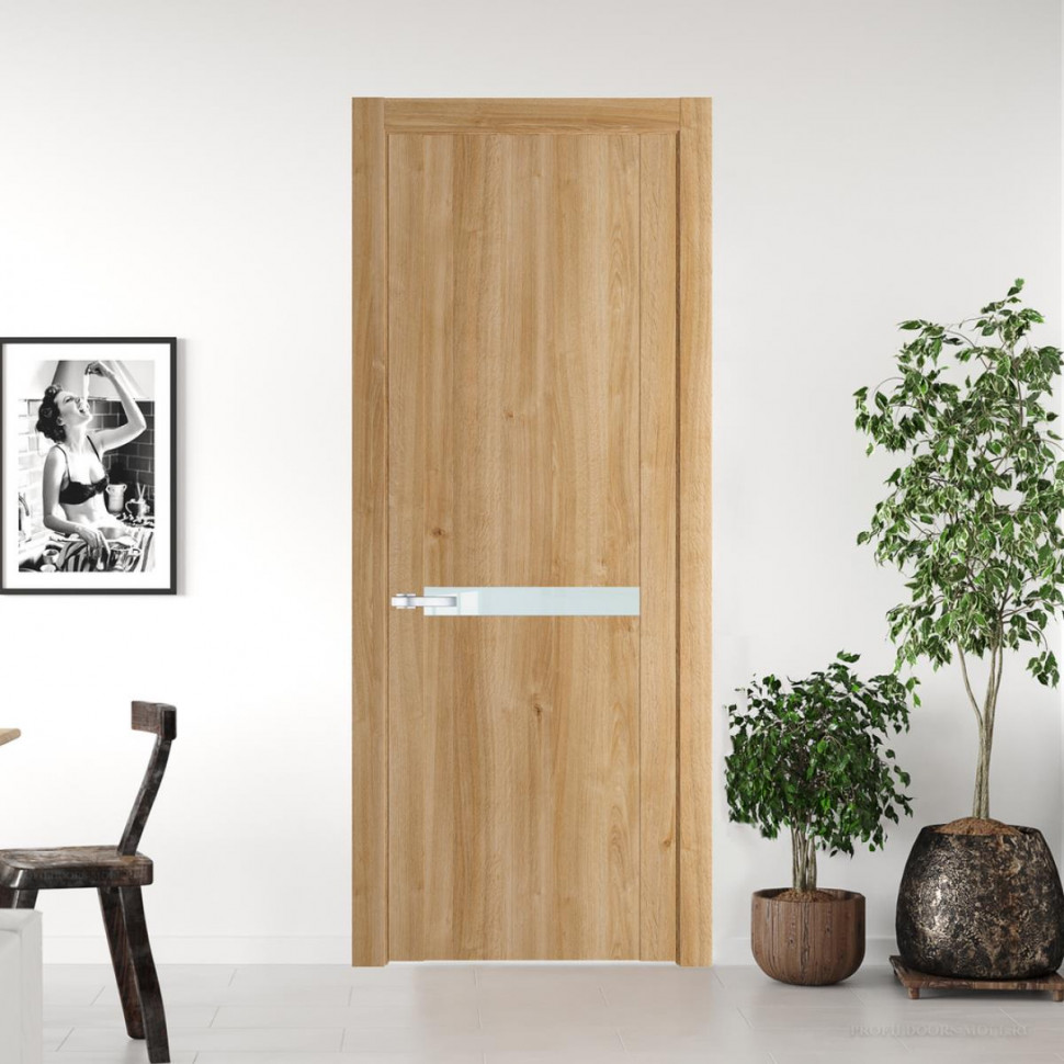 Межкомнатная дверь ProfilDoors 1.4 N Дуб Карамель с вставкой стекла белый лак