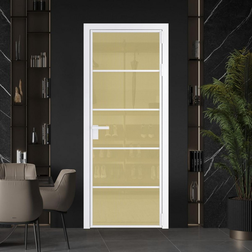 Межкомнатная дверь ProfilDoors 14 AG стекло Кризет золото цвет профиля Вайт
