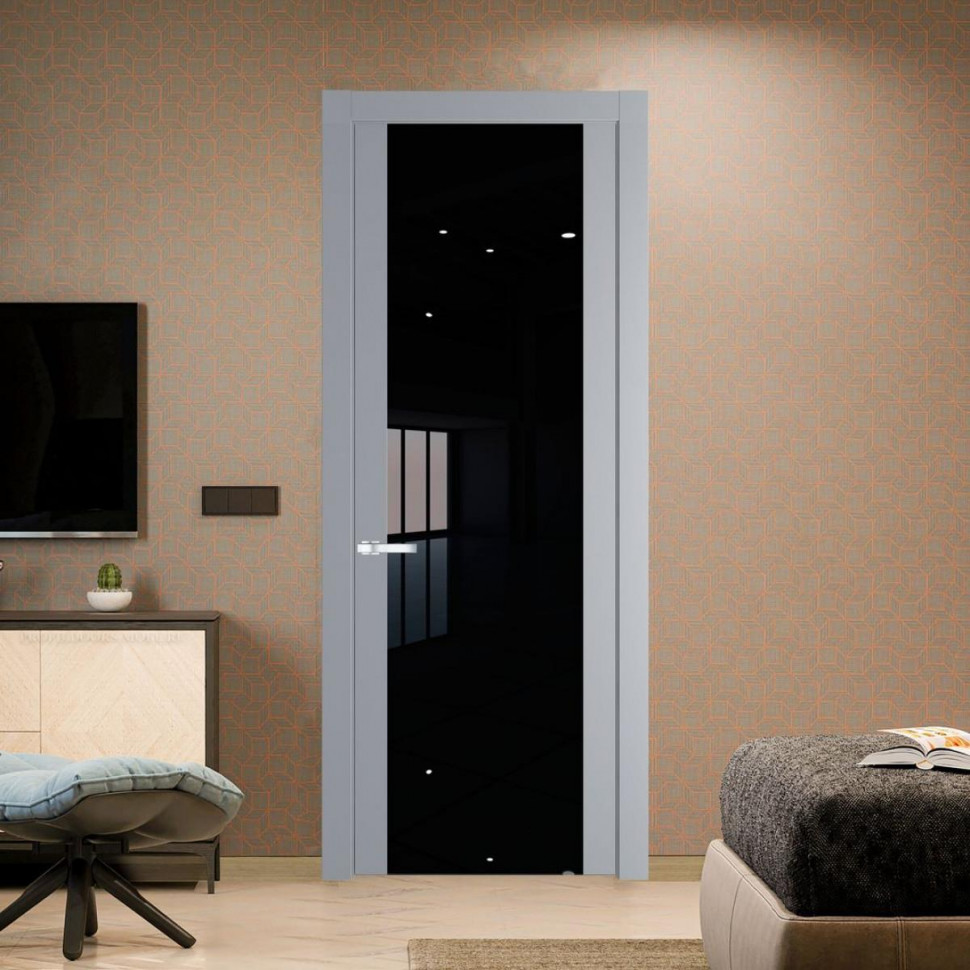Межкомнатная дверь ProfilDoors 1.7P Смоки Lacobel Черный лак