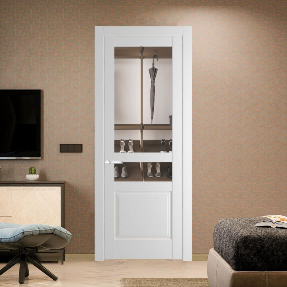 Межкомнатная дверь ProfilDoors 4.5.4 PD цвет Крем Вайт вставка Прозрачное