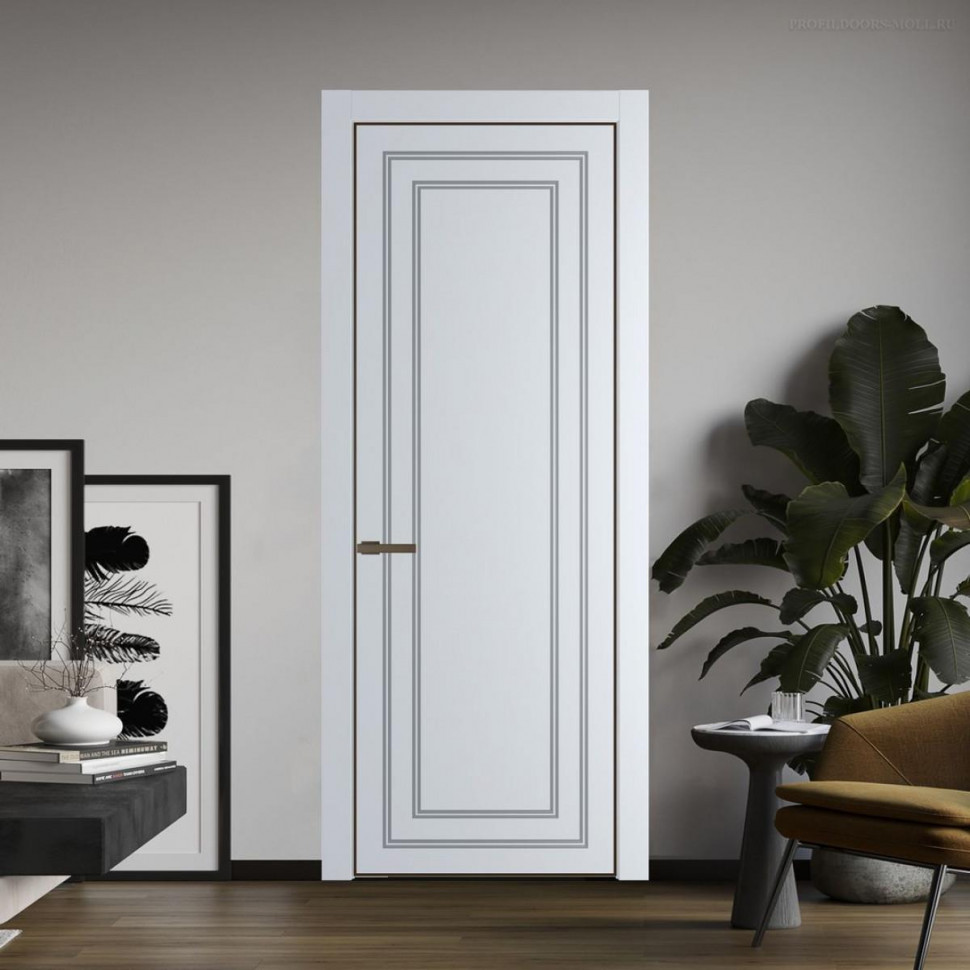 Межкомнатная дверь ProfilDoors 26 PE с фрезерованным рисунком Вайт с алюминиевой кромкой Деорэ