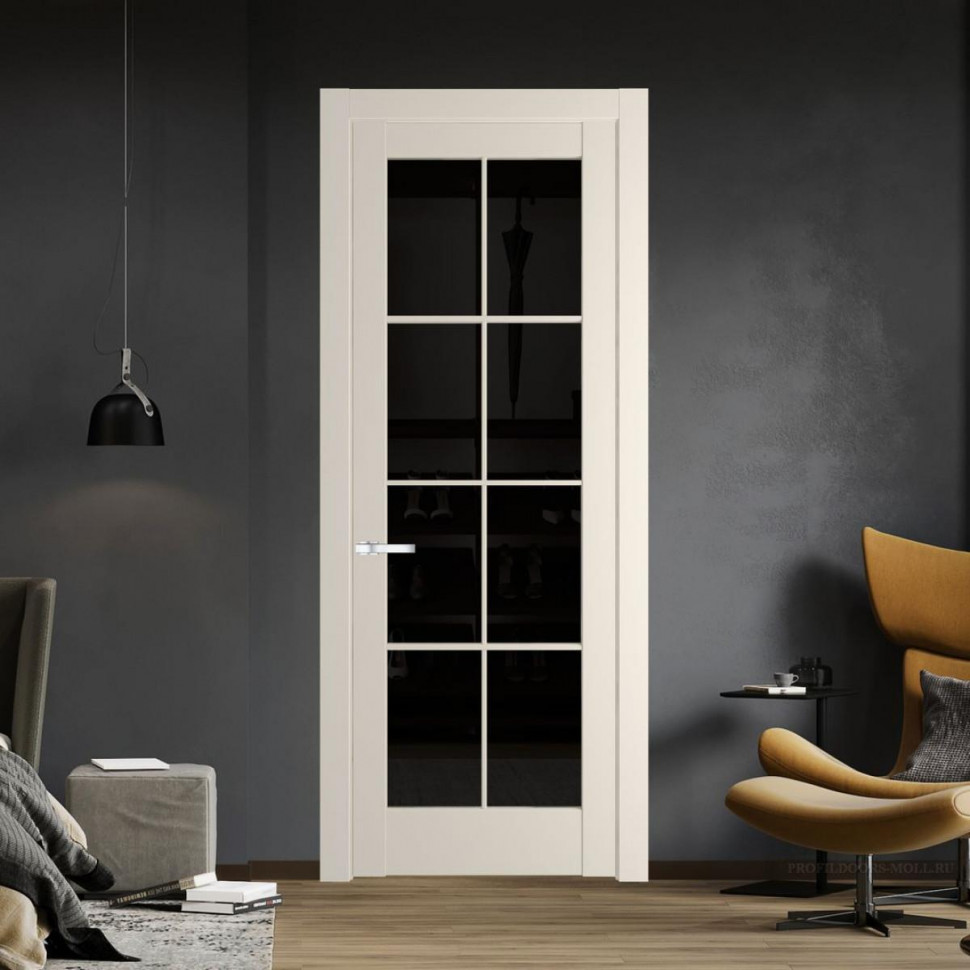 Межкомнатная дверь ProfilDoors 3.1.2 (р.8) PD цвет Кремовая Магнолия вставка Черное тонированное