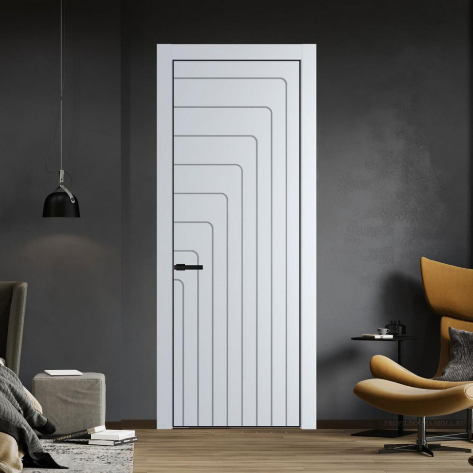 Межкомнатная дверь ProfilDoors 10 PE с фрезерованным рисунком Вайт с алюминиевой кромкой Черный
