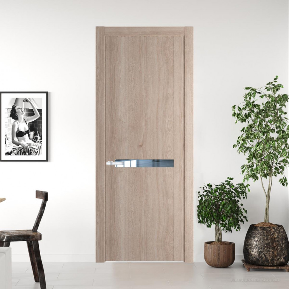 Межкомнатная дверь ProfilDoors 1.4 N Дуб Сонома с вставкой стекла зеркало