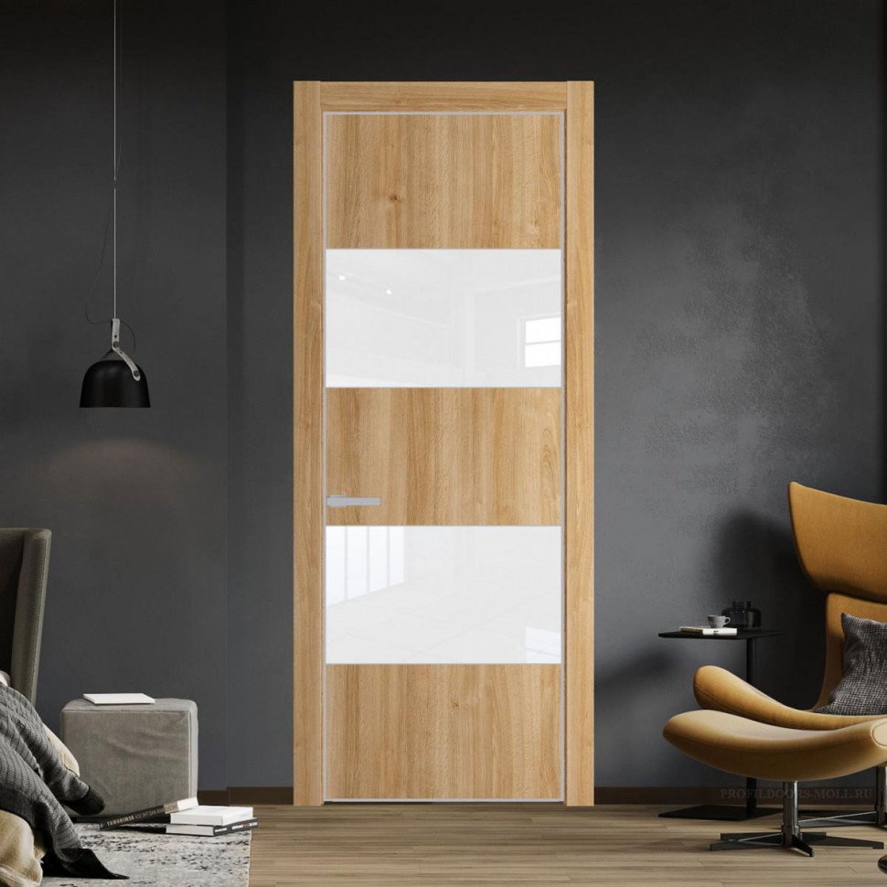 Межкомнатная дверь ProfilDoors 22 NE Дуб Карамель с кромкой Матовая с стекляной вставкой лак классик