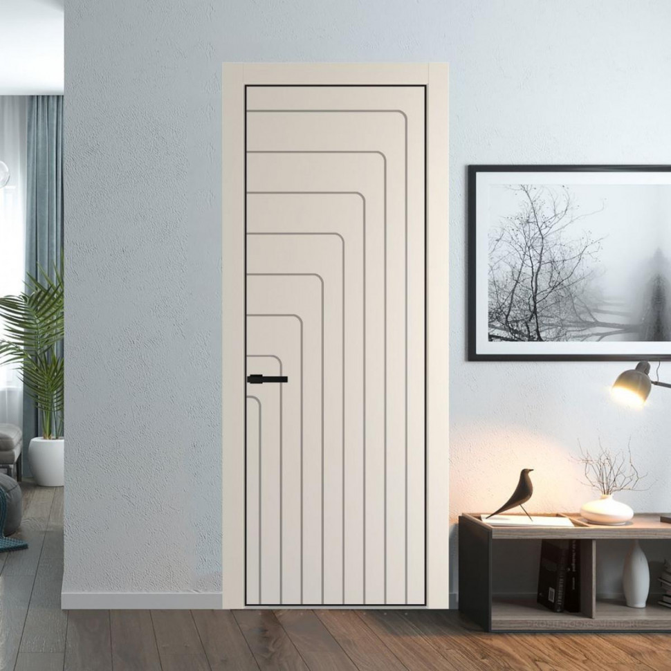 Межкомнатная дверь ProfilDoors 10 PA Кремовая Магнолия с профилем Черный