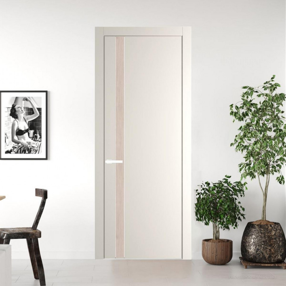 Межкомнатная дверь ProfilDoors 18 PW Перламутр белый Каштан светлый молдинг Вайт