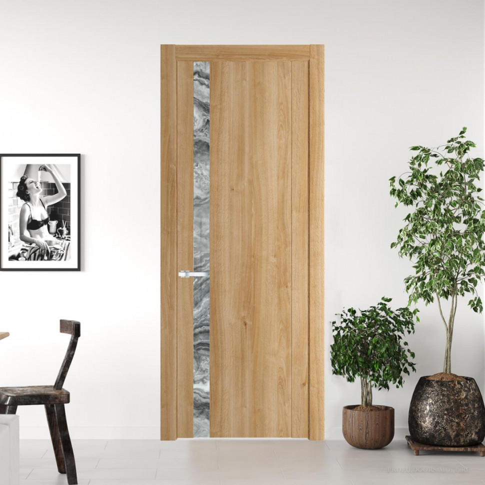 Межкомнатная дверь ProfilDoors 1.2 N Дуб Карамель с вставкой стекла атриум серебро