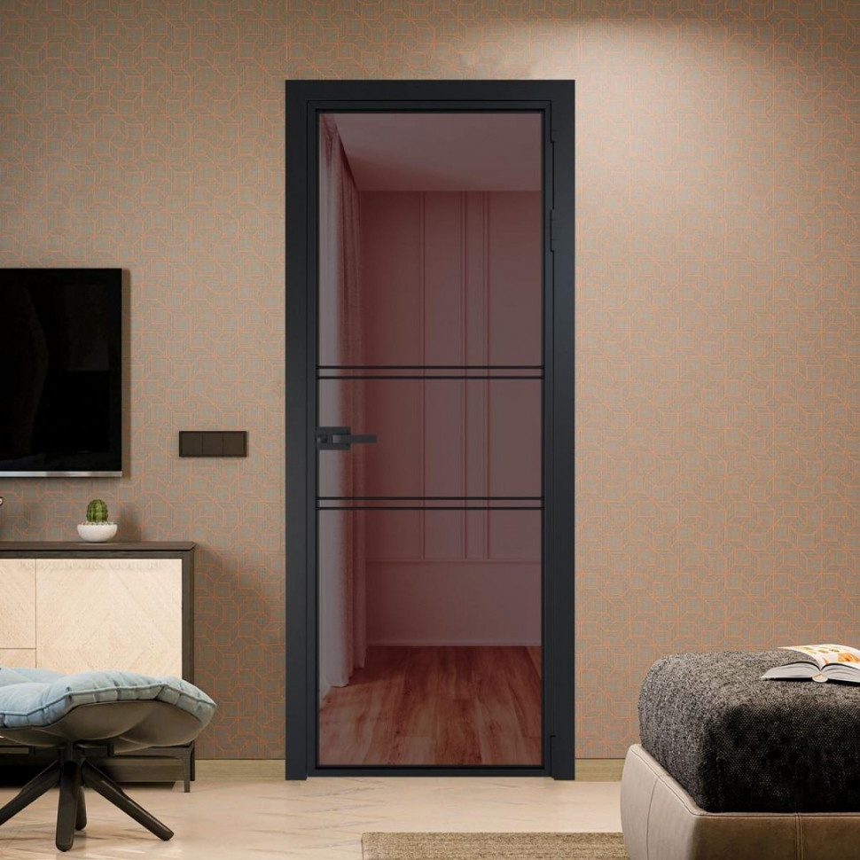 Межкомнатная дверь ProfilDoors 2 AX Золотистая бронза профиль Черный матовый