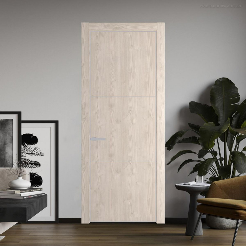 Межкомнатная дверь ProfilDoors 13 NE Каштан светлый с кромкой Матовая и алюминиевым молдингом