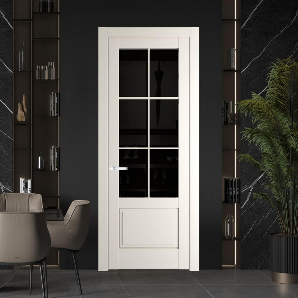 Межкомнатная дверь ProfilDoors 3.2.2 (р.6) PD цвет Перламутр белый вставка Черное тонированное
