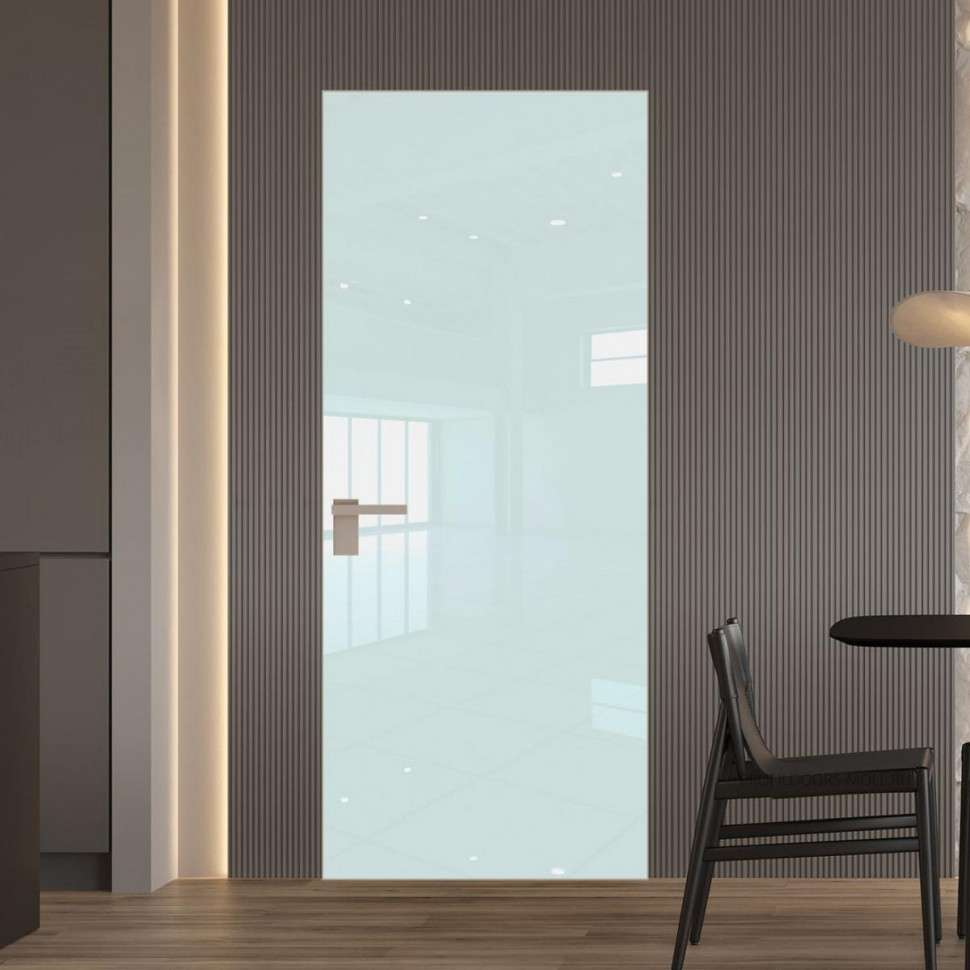 Межкомнатная дверь ProfilDoors 1 AGK цвет Lacobel Белый лак кромка Никель матовый