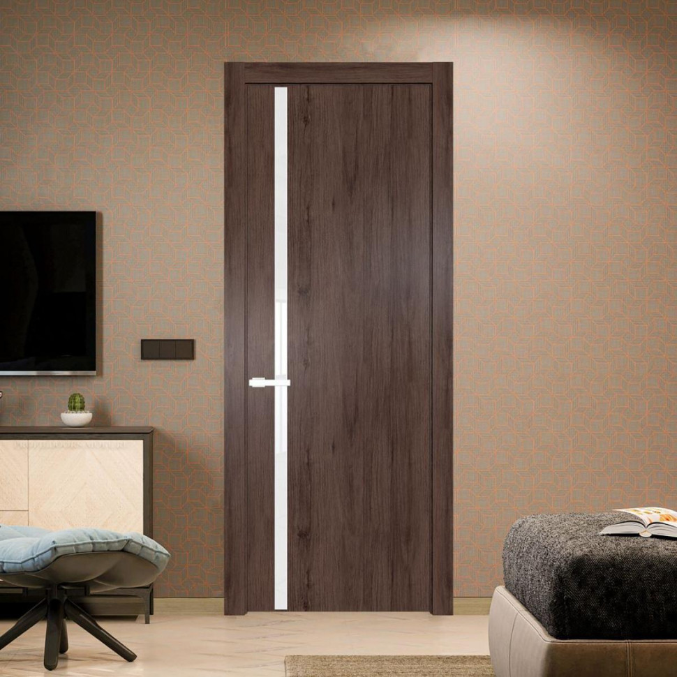 Межкомнатная дверь ProfilDoors 21 NW Дуб Тобакко молдинг Вайт стекло Лак классик