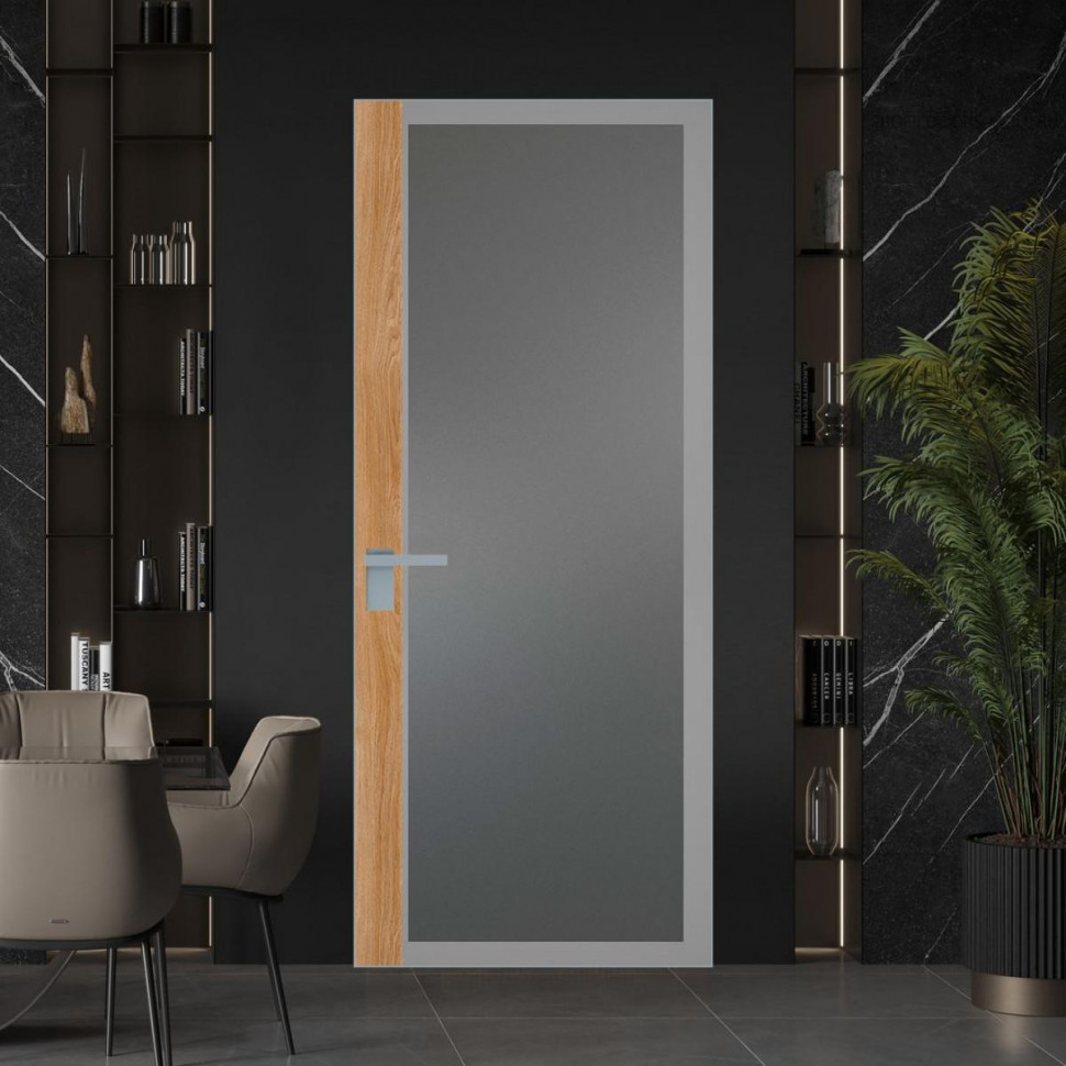 Межкомнатная дверь ProfilDoors 6 AGK цвет Мателюкс графит серый прокрас вставка Дуб Карамель кромка Серебро