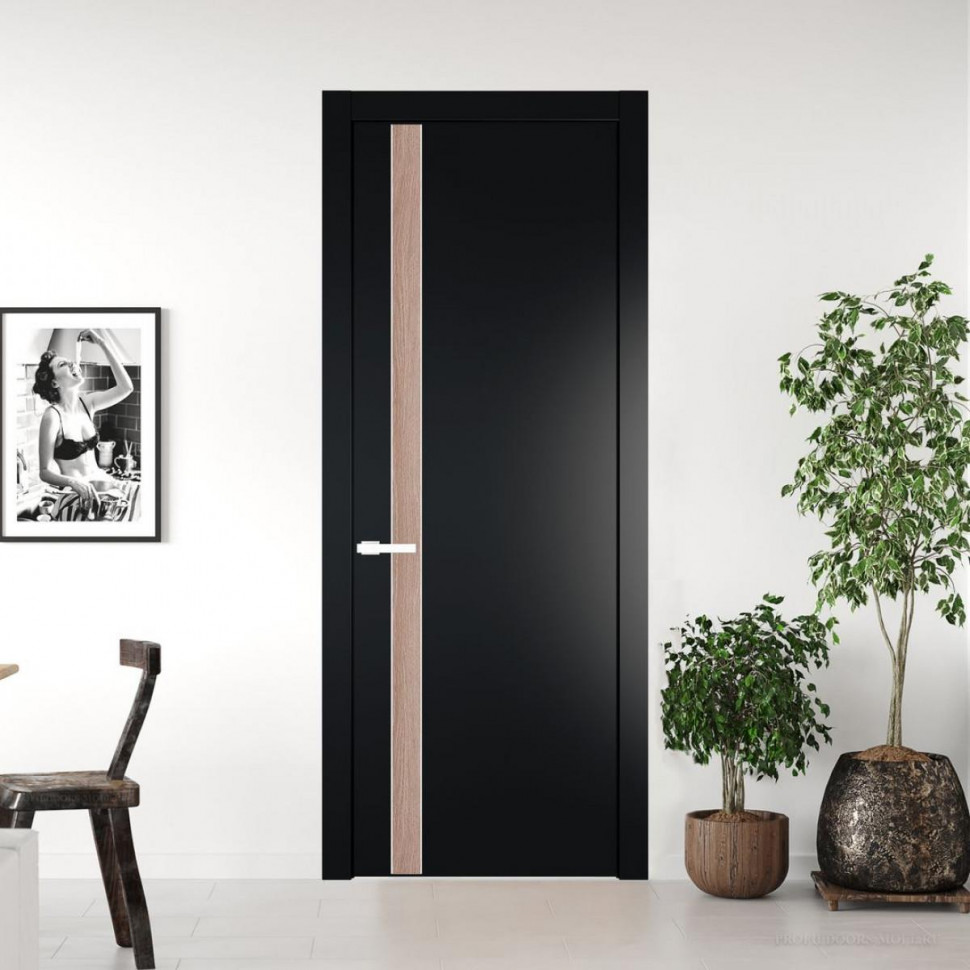 Межкомнатная дверь ProfilDoors 18 PW Блэк Дуб Сонома молдинг Вайт