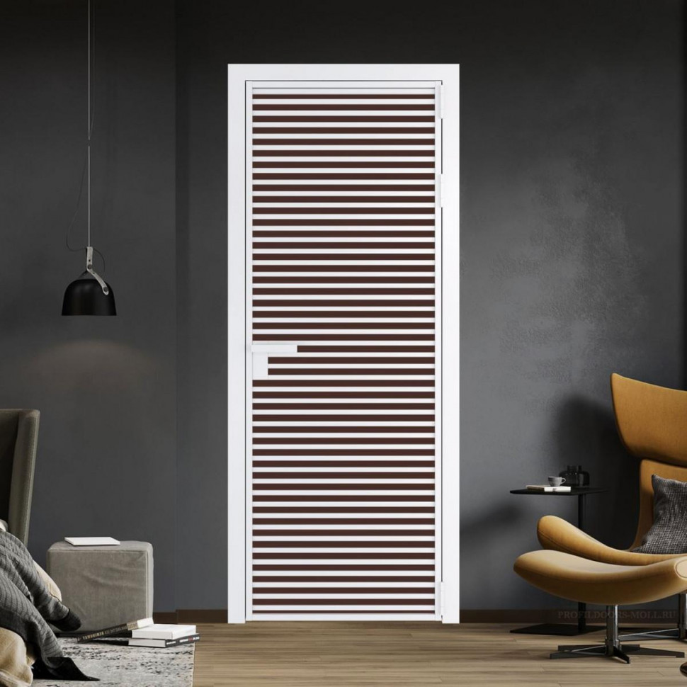 Межкомнатная дверь ProfilDoors 12 AG стекло Монохром шоколад триплекс цвет профиля Вайт