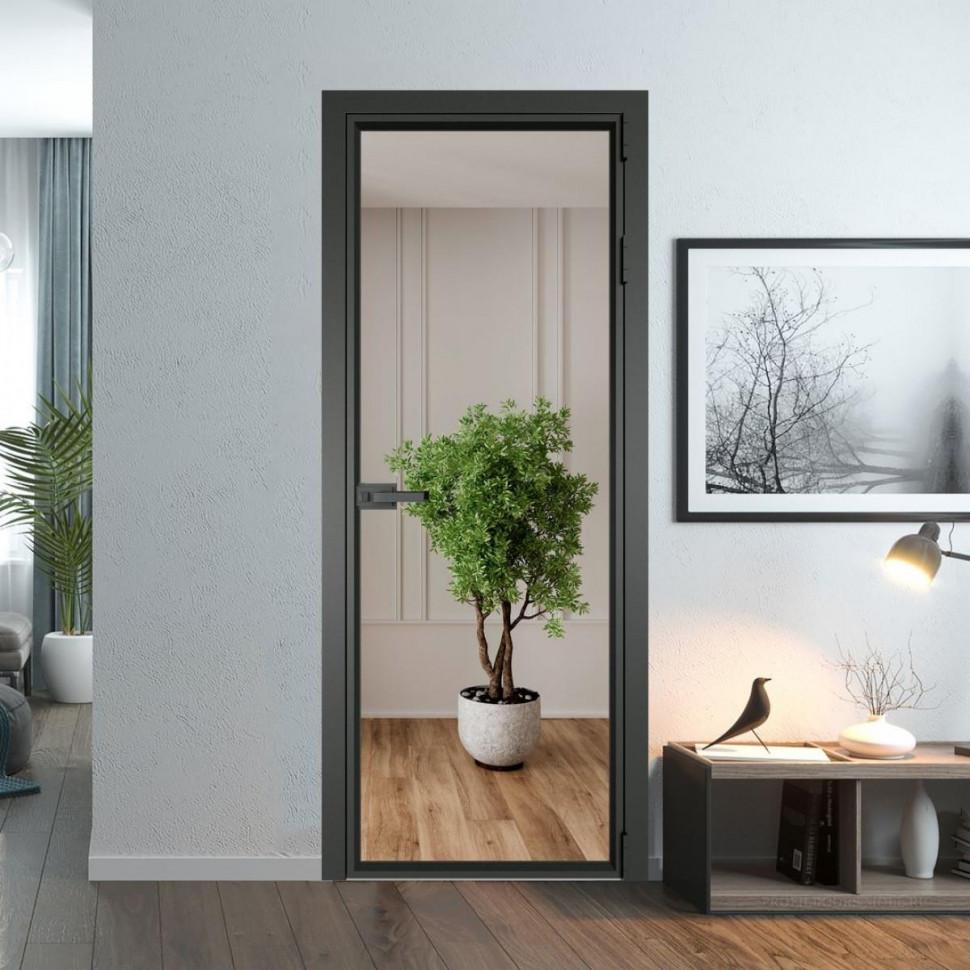 Межкомнатная дверь ProfilDoors 1 AV Зеркало профиль Серая ночь