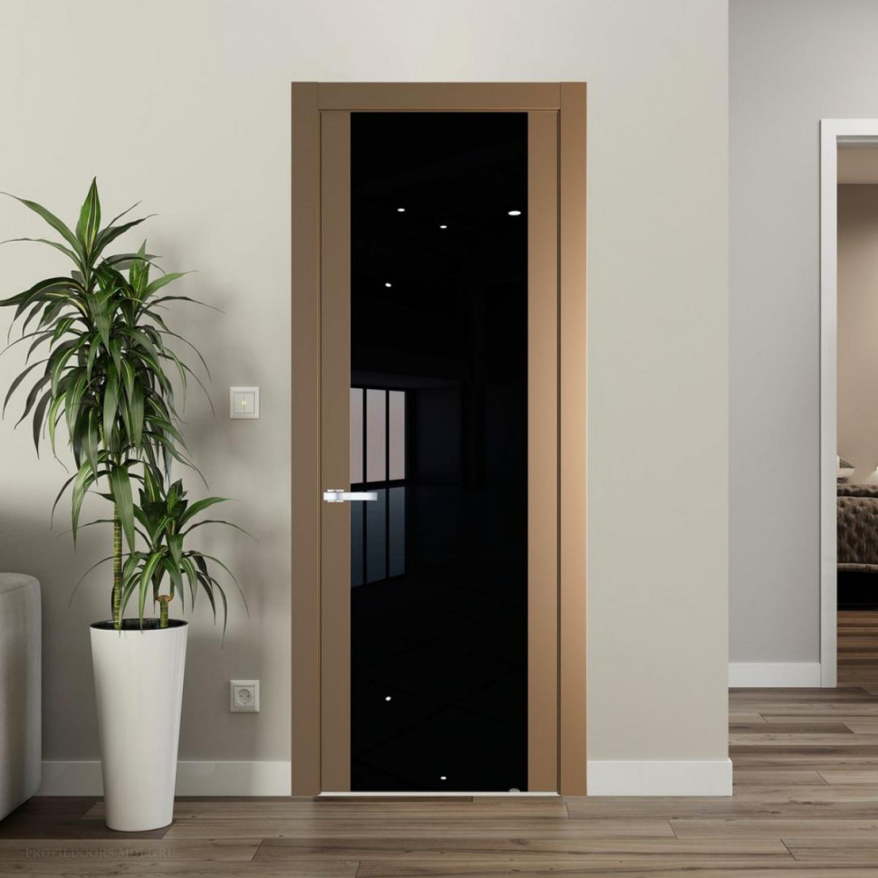 Межкомнатная дверь ProfilDoors 1.7P Перламутр золото Lacobel Черный лак