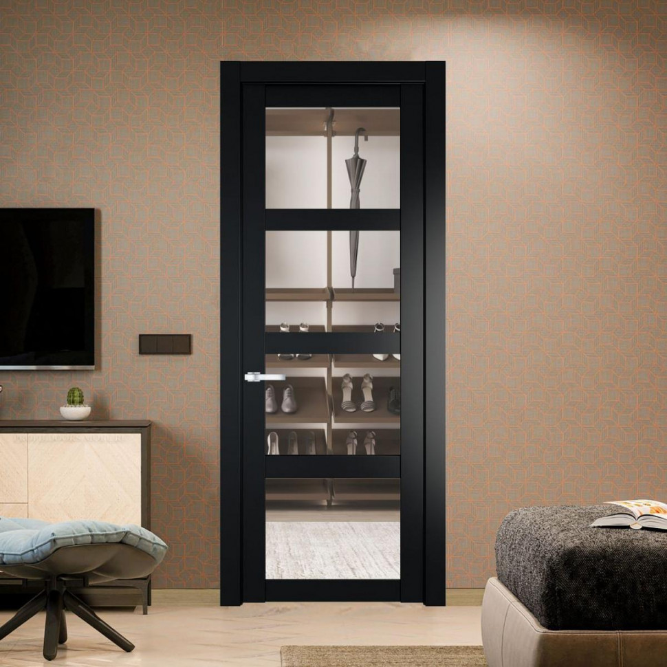 Межкомнатная дверь ProfilDoors 2.4.2 PD цвет Блэк вставка Прозрачное