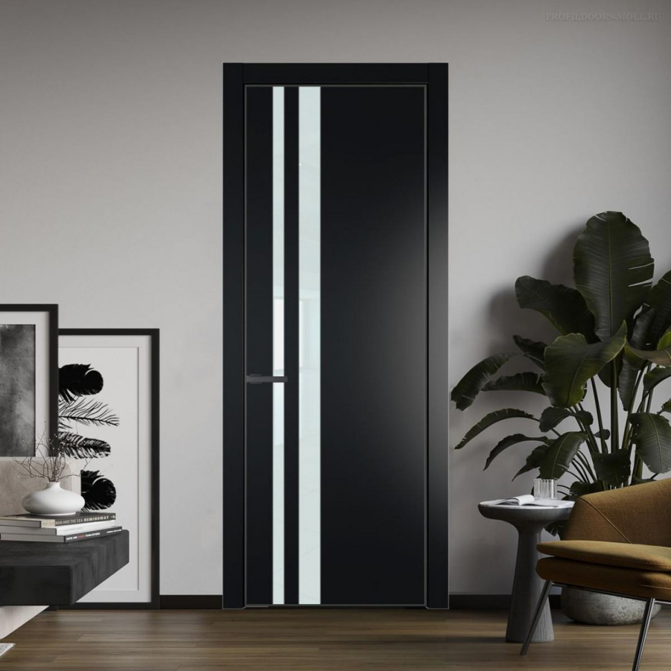 Межкомнатная дверь ProfilDoors 20 PA Блэк с профилем Серая Ночь с стеклом белый лак