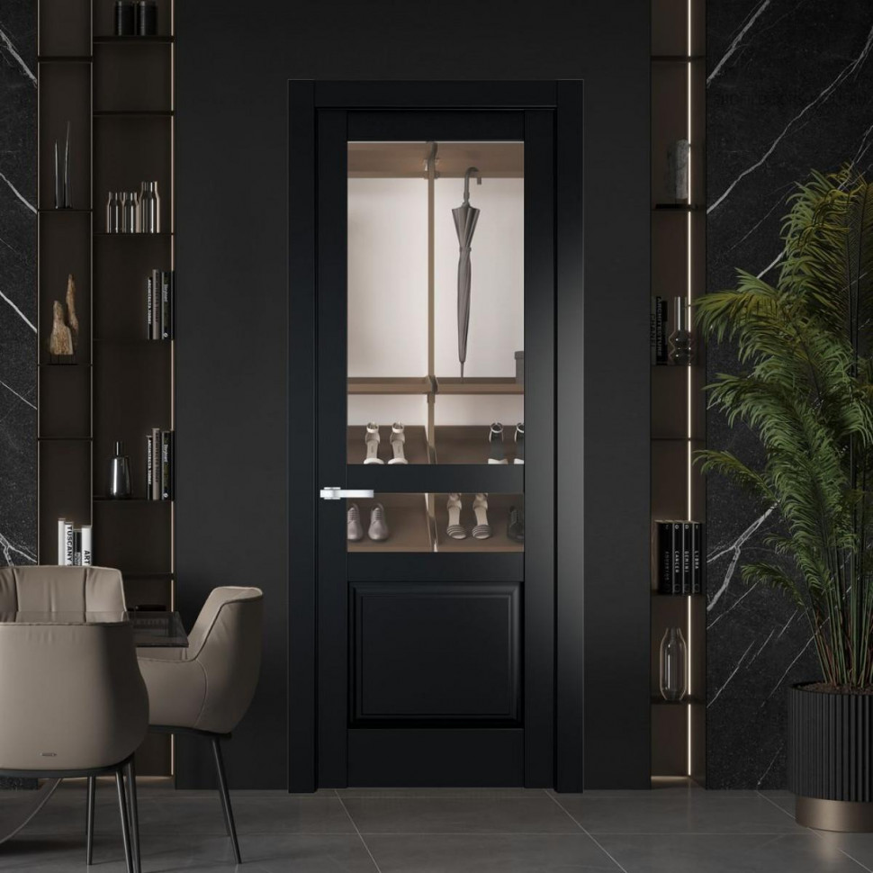 Межкомнатная дверь ProfilDoors 4.5.4 PD цвет Блэк вставка Прозрачное