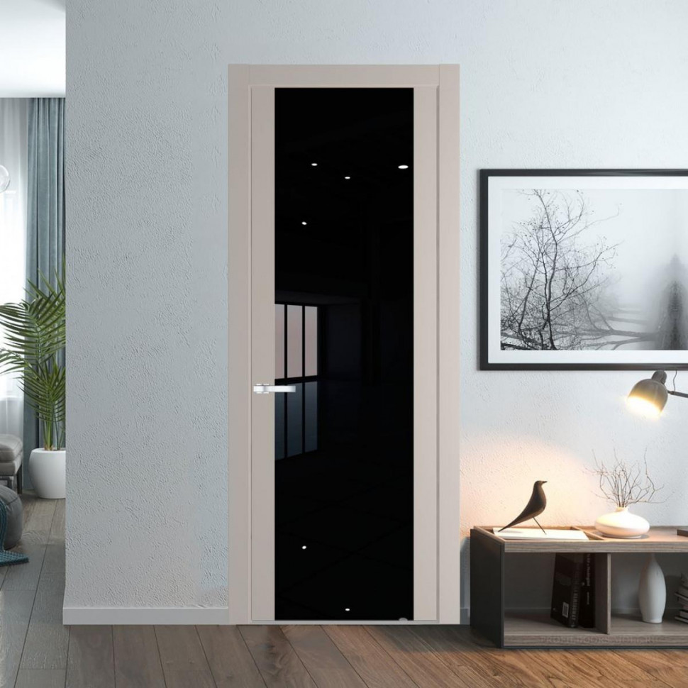 Межкомнатная дверь ProfilDoors 1.7P Сэнд Lacobel Черный лак