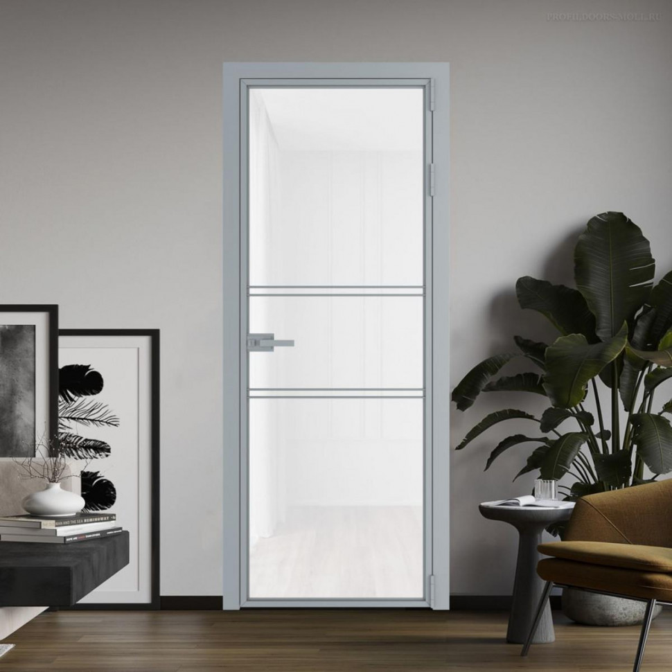 Межкомнатная дверь ProfilDoors 2 AX Триплекс белый профиль Серебро
