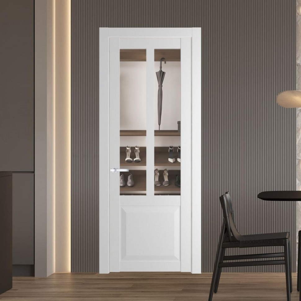 Межкомнатная дверь ProfilDoors 1.8.2 PD цвет Крем Вайт вставка Прозрачное