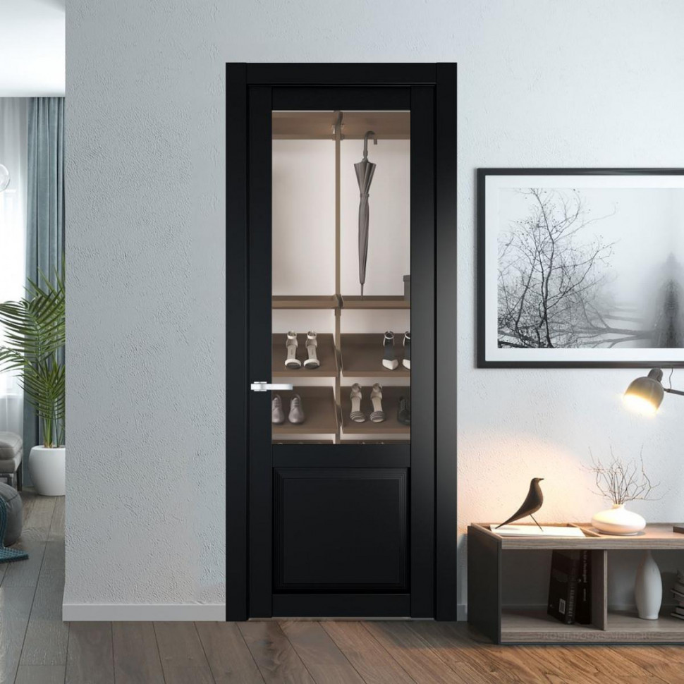 Межкомнатная дверь ProfilDoors 2.2.2 PD цвет Блэк вставка Прозрачное