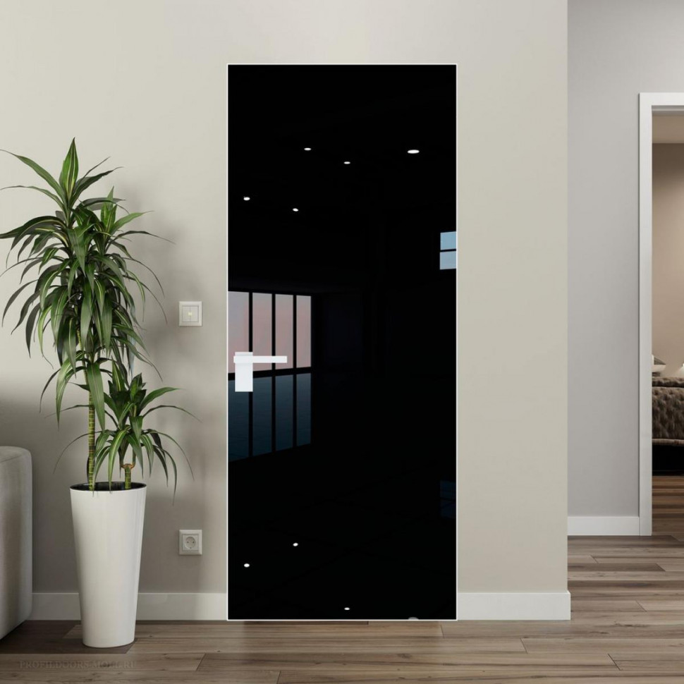 Межкомнатная дверь ProfilDoors 1 AGK цвет Lacobel Черный лак кромка Вайт