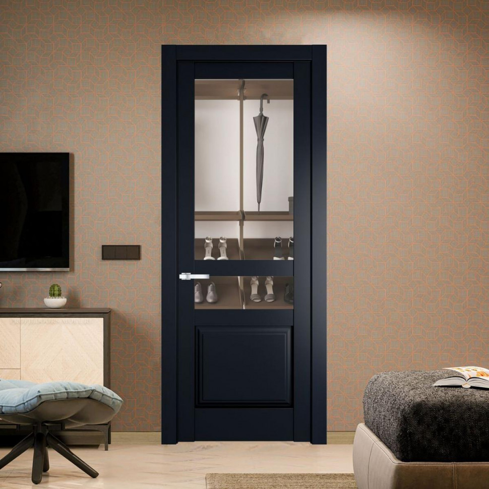 Межкомнатная дверь ProfilDoors 4.5.4 PD цвет Нэви Блу вставка Прозрачное