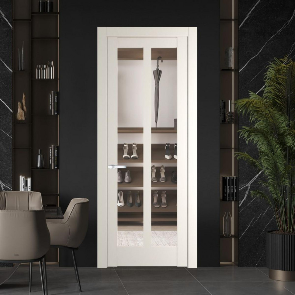 Межкомнатная дверь ProfilDoors 4.7.2 PD цвет Перламутр белый вставка Прозрачное