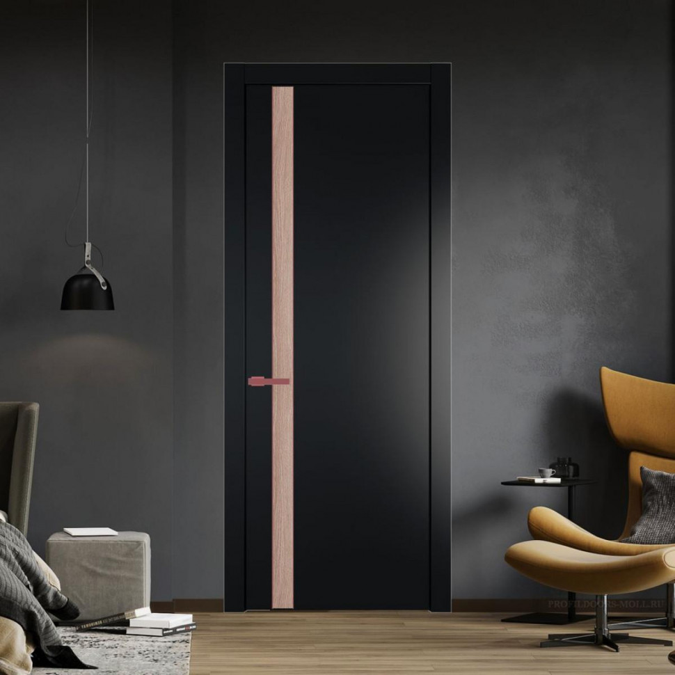 Межкомнатная дверь ProfilDoors 18 PW Блэк Дуб Сонома молдинг Красный антрацит