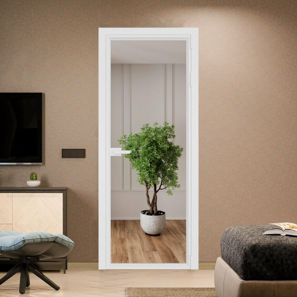 Межкомнатная дверь ProfilDoors 1 AV Зеркало профиль Вайт