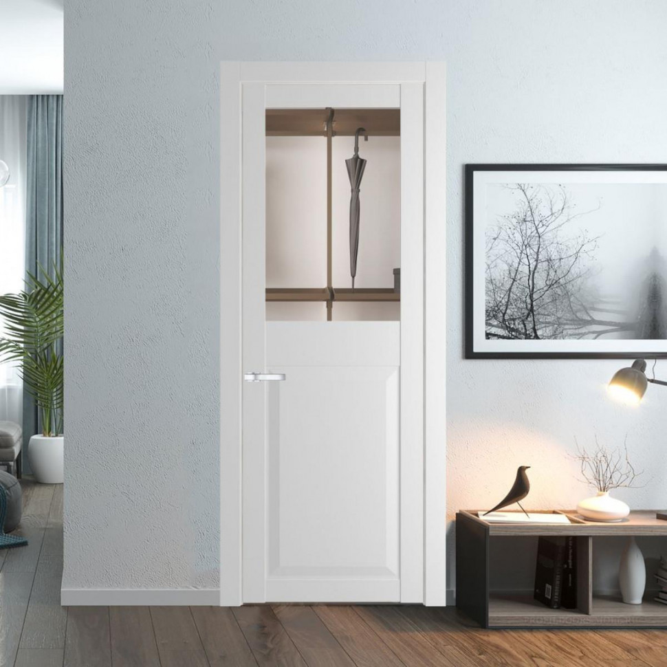 Межкомнатная дверь ProfilDoors 1.6.2 PD цвет Крем Вайт вставка Прозрачное