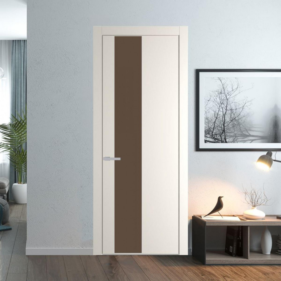 Межкомнатная дверь ProfilDoors 19 PW Перламутр белый Монохром гляссе молдинг Серебро