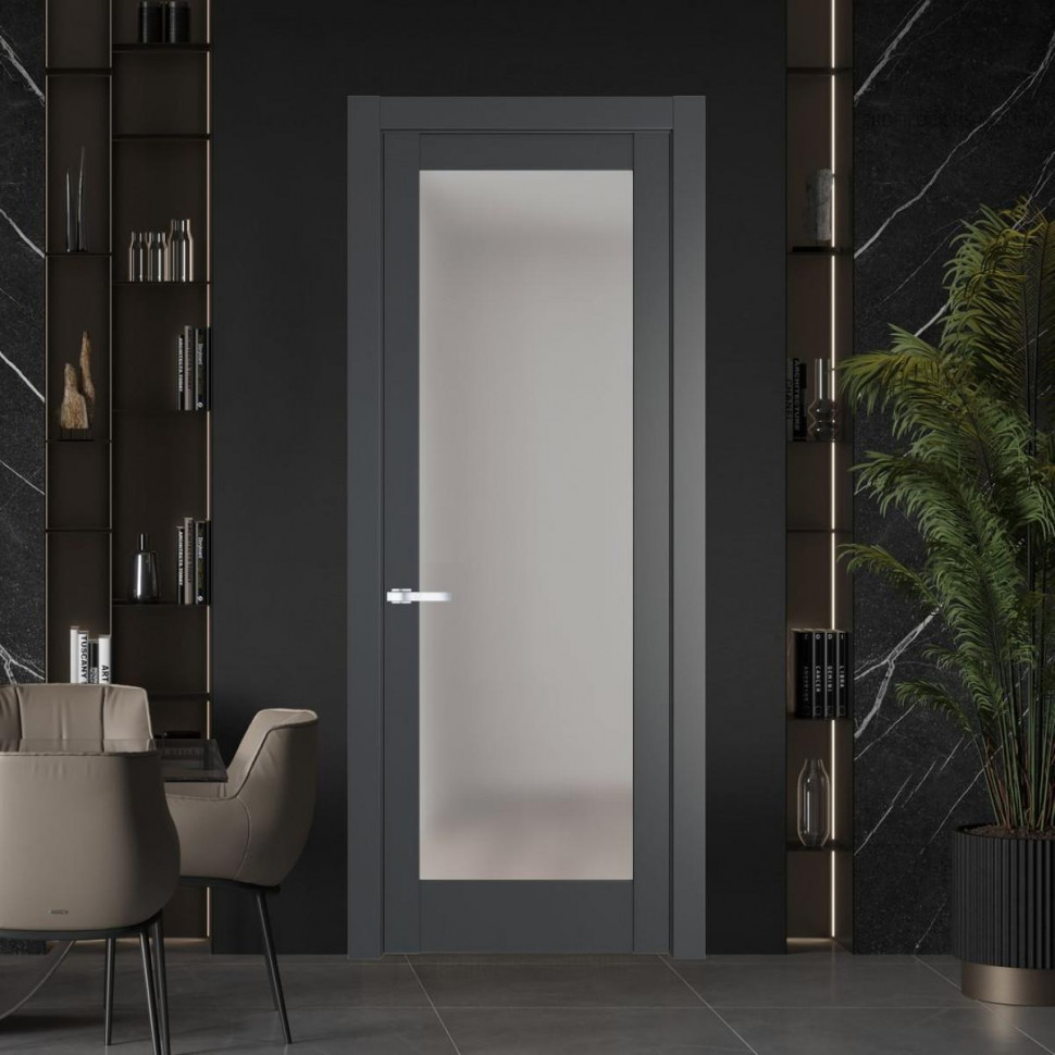 Межкомнатная дверь ProfilDoors 4.1.2 PD цвет Графит вставка Матовое