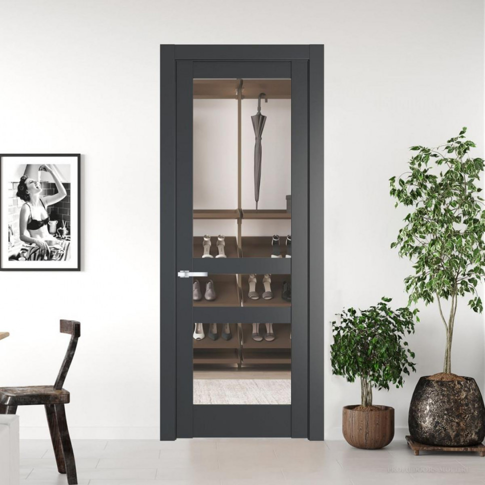 Межкомнатная дверь ProfilDoors 4.5.2 PD цвет Графит вставка Прозрачное