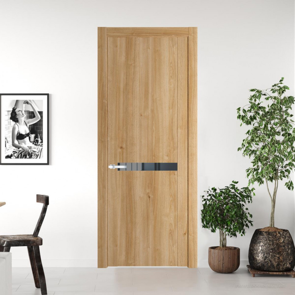 Межкомнатная дверь ProfilDoors 1.4 N Дуб Карамель с вставкой стекла зеркало grey