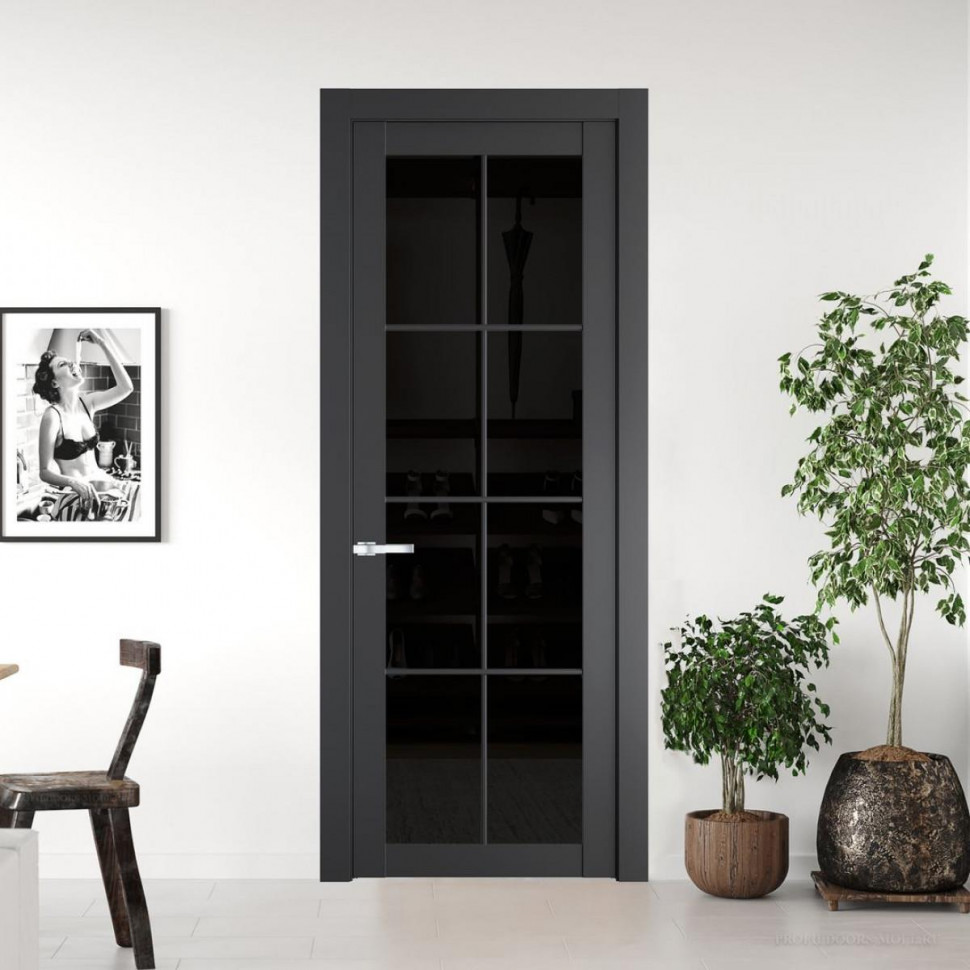 Межкомнатная дверь ProfilDoors 2.1.2 (р.8) PD цвет Графит вставка Черное тонированное