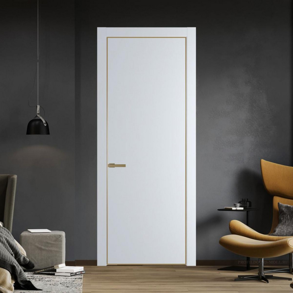 Межкомнатная дверь ProfilDoors 1 PA Вайт с профилем Золото